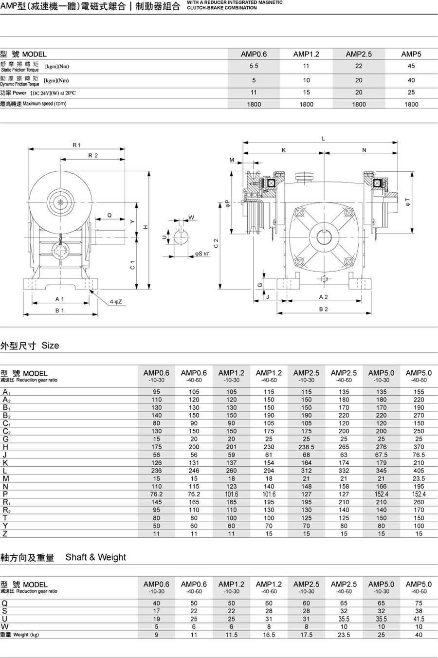 AMP型(減速機(jī)一體)電磁式離合制動器組合(圖1)