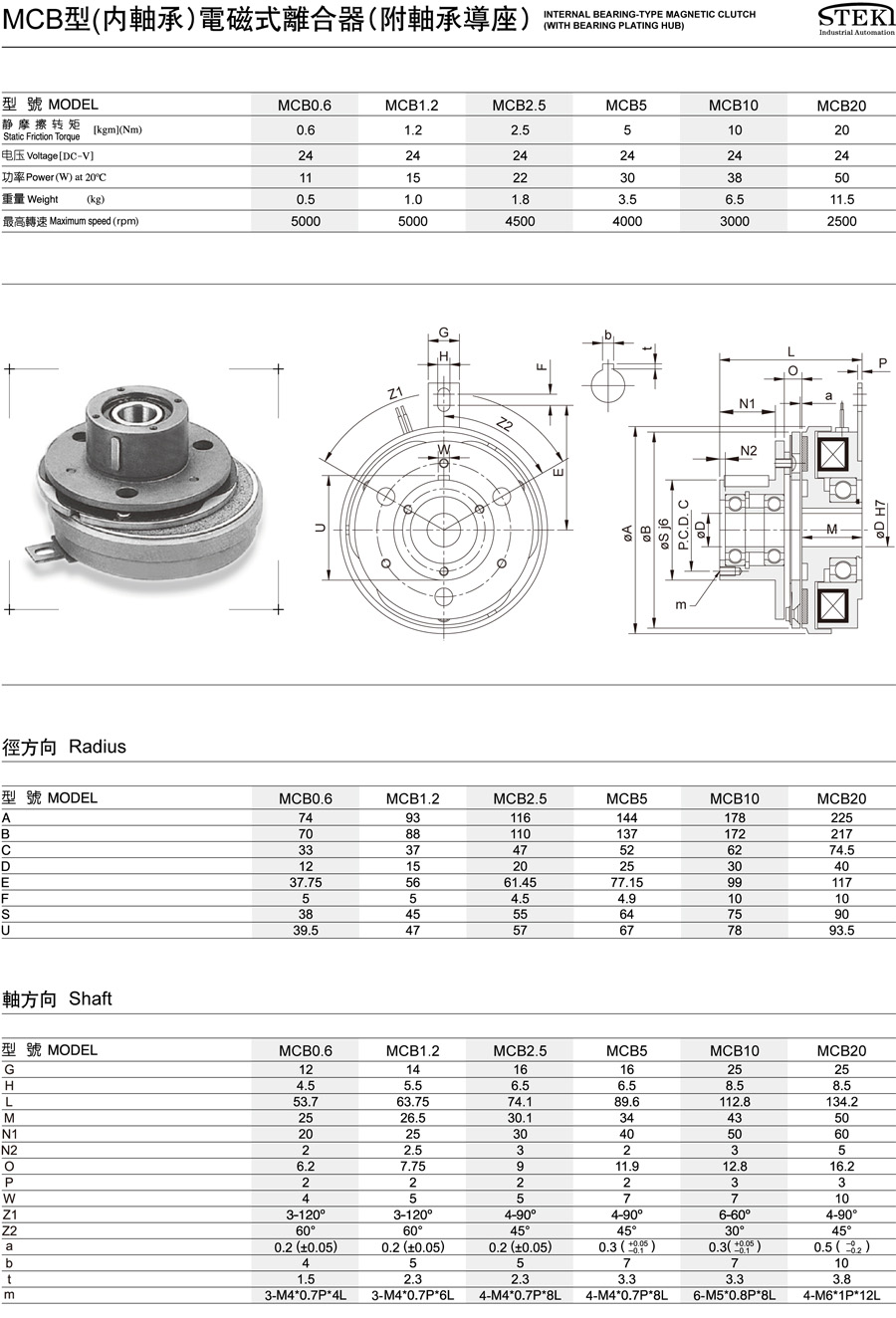MCB型(內(nèi)軸承)電磁式離合器(附軸承導(dǎo)座)(圖1)
